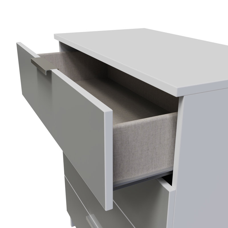 Fully Assembled Herma 4 - Drawer Chest of Drawers, Uniform Grey/White