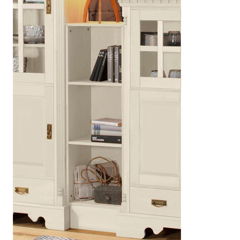 40cm W Solid Wood Height -Adjustable Shelving Unit, Cream