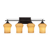 Uptowne 4 Light Bath Bar Shown In Dark Granite Finish With 5.5” Zilo Cayenne Linen Glass