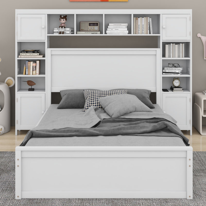 Lit en bois avec armoire tout-en-un, Blanc