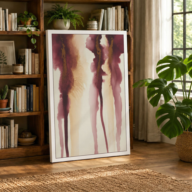 Burgundy Descent Minimalist 1 Piece Wrapped Canvas Wall Art, 18x12 - 45.7 x 30.5 cm, Sage Border