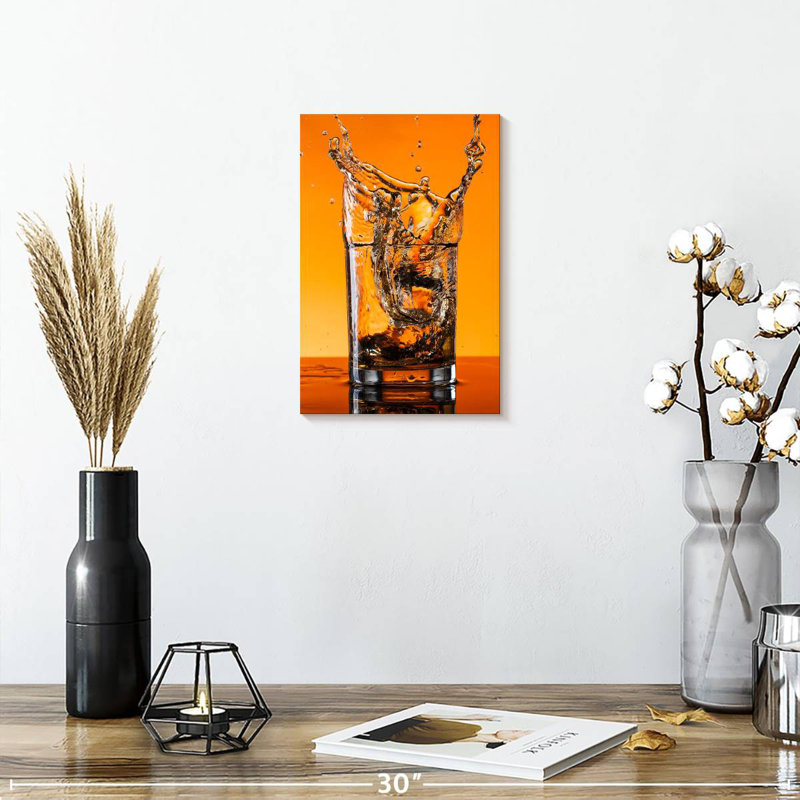 Yarlin Whiskey Splashing In Glass, 12" H x 8" W