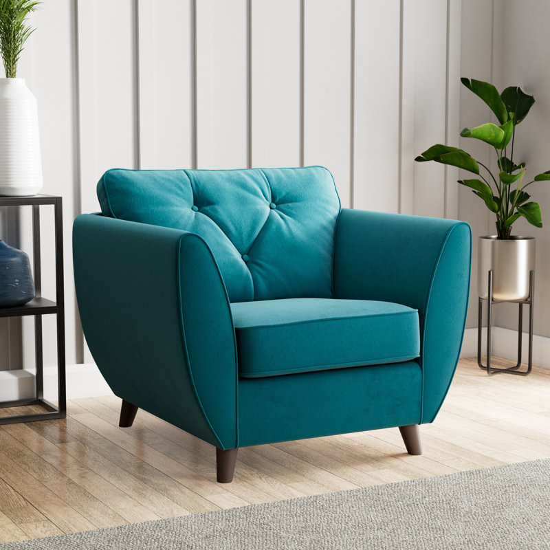Collazo Upholstered Armchair, Mallard, Dark Brown Wood