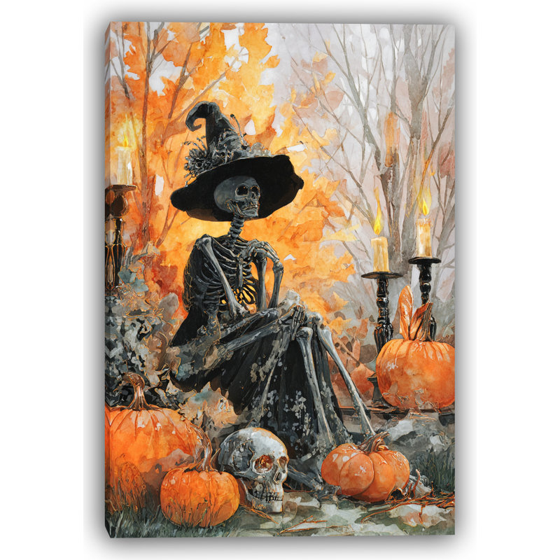 «Skeleton Witch Gathering», art mural sur toile tendue, H 36 po x l 24 po