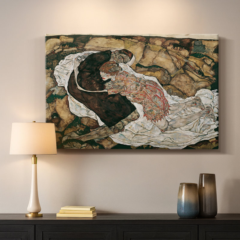 La mort et la jeune fille - Egon Schiele - Toile tendue avec châssis - 1915, 18 x 27