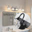 Éclairage pour salle de bain 29 po à 5 lumières noir mat et métal avec abat-jour en verre transparent pour la salle de bain (ampoules non incluses)-118588137-109616273