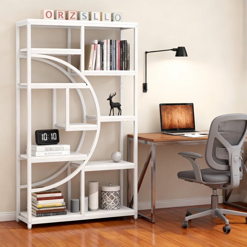 Alberico 174cm H x 95cm W Iron Bookcase, White