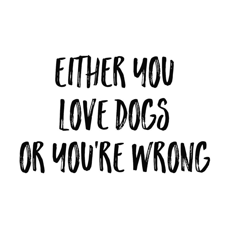«Love Dogs», art textuel sur toile tendue, H 20 po x l 20 po