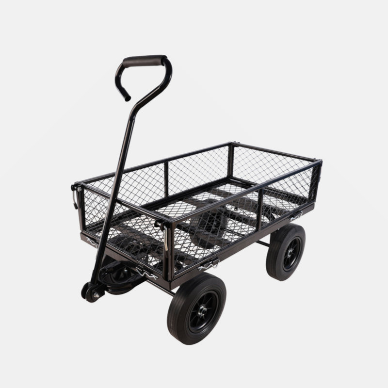 Black Solid Wheels Garden Cart Wagon for Outdoor Use
