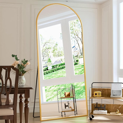 Miroir pleine longueur 71 po - Miroir corps entier en alliage d'aluminium - Très grands miroirs de plancher pour chambre à coucher, salon, salle de bain