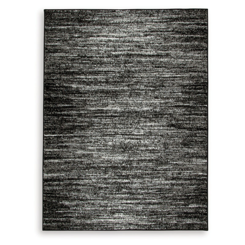 Black and White 8' x 10' Stain-Resistant Synthetic Stripe Rug