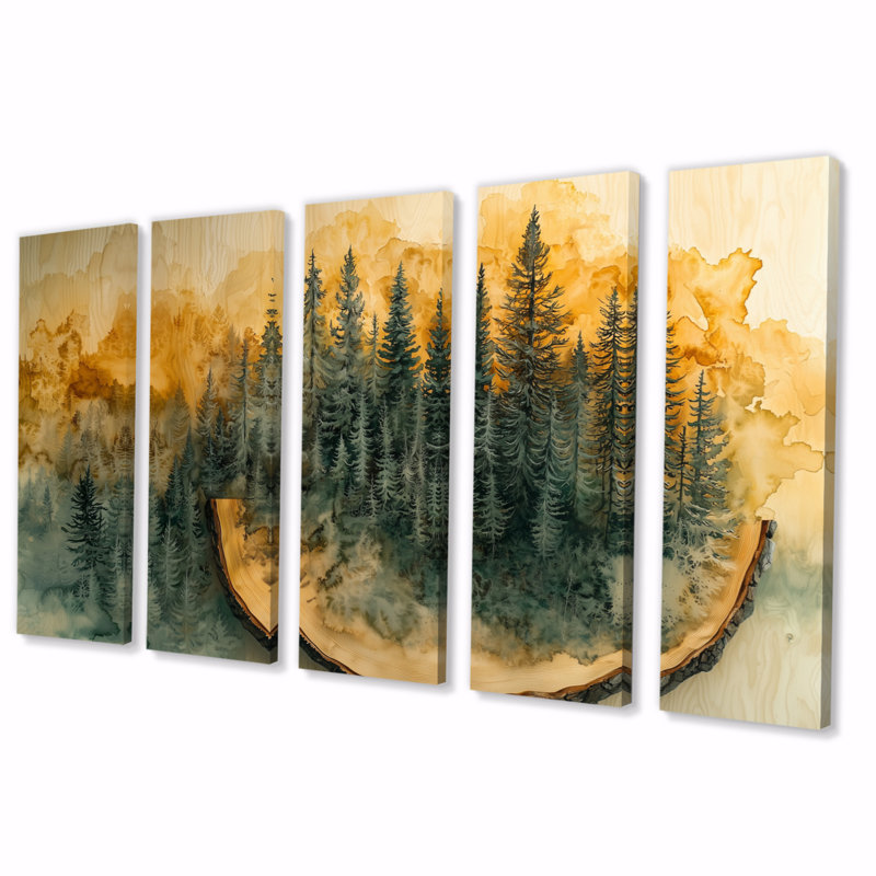Forêt d'été sur la glissoire en bois III - Art mural forêt - ensemble de décorations murales traditionnelles, 5