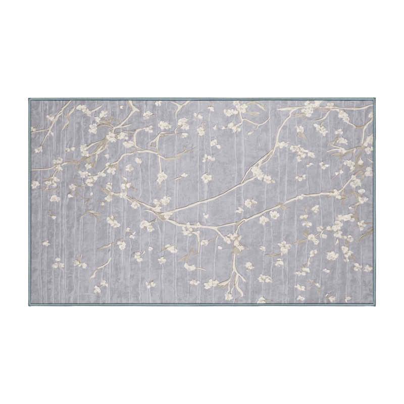 Tapis bleu lavable à la machine, Rectangle 7 pi x 9 pi