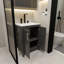 Ensemble de meuble-lavabo moderne moderne de 24 po avec lavabo en céramique blanc et cuve en acier inoxydable