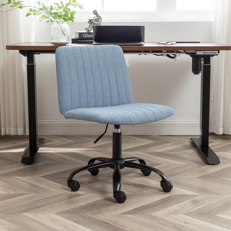 Chaise de bureau pivotante sans accoudoirs avec base en métal, Bleu