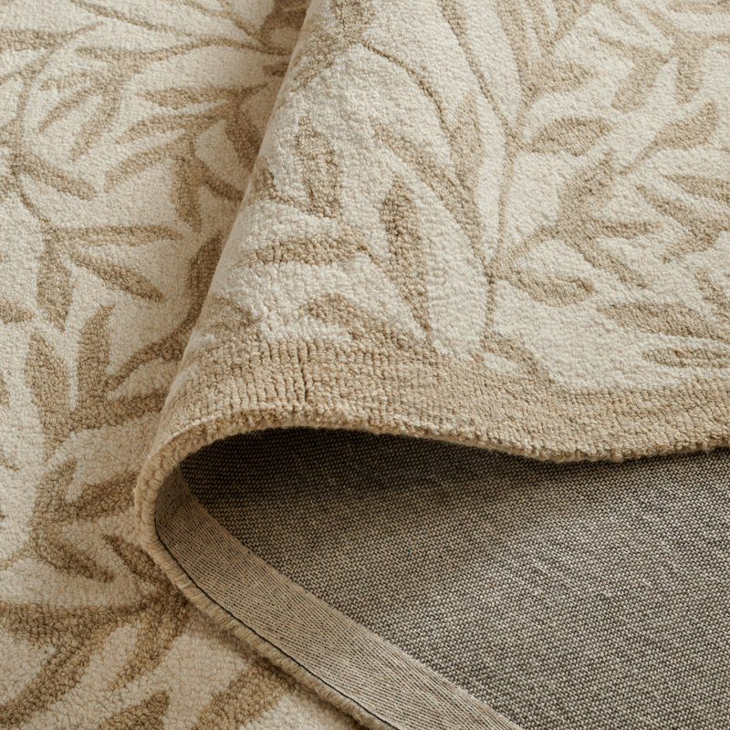 Martha Stewart Hand Tufted Wool/Cotton Floral Rug in Ivory/Beige, Square 6"