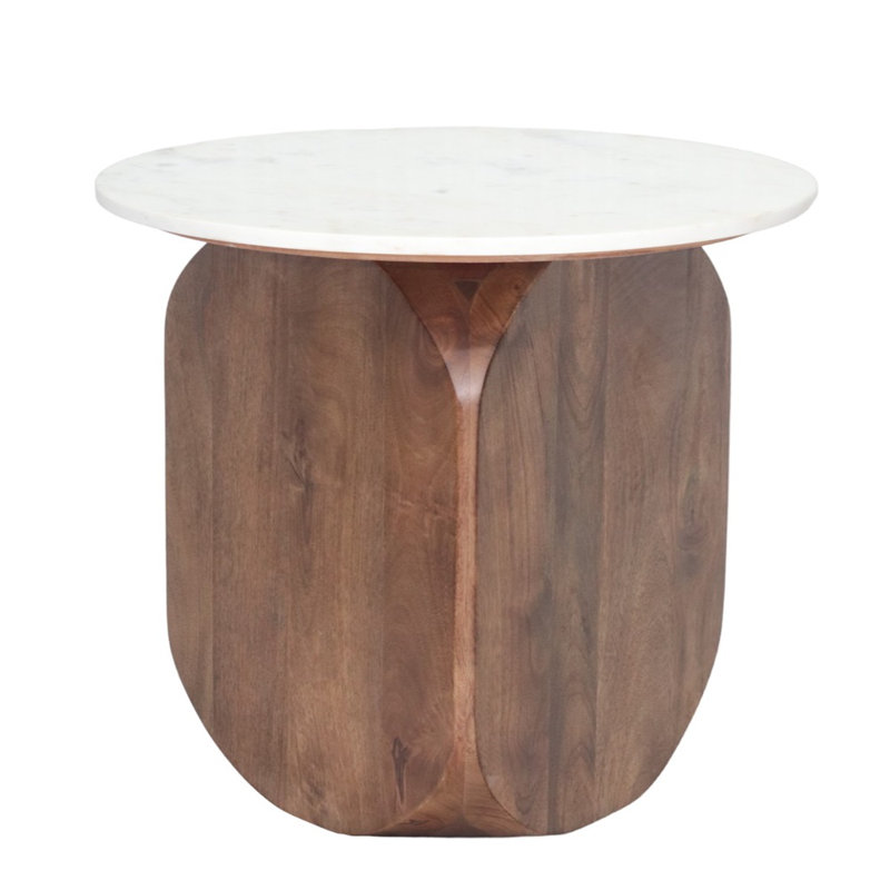 Table d'appoint Asbah, noyer / blanc