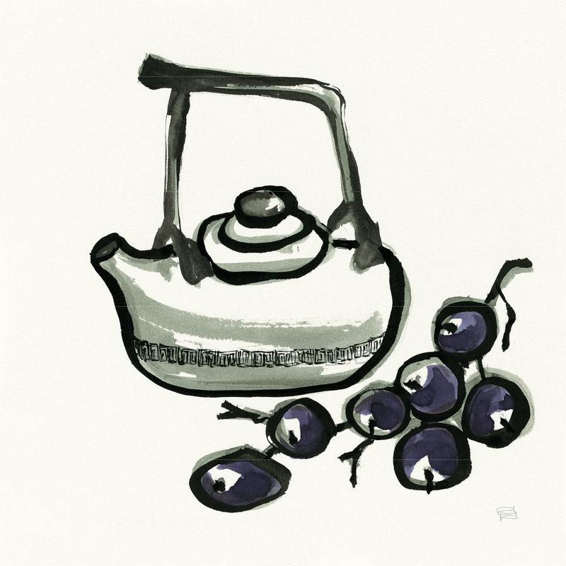 «Tea And Grapes» par Chris Paschke - peinture sur toile tendue, H 20 po x l 20 po