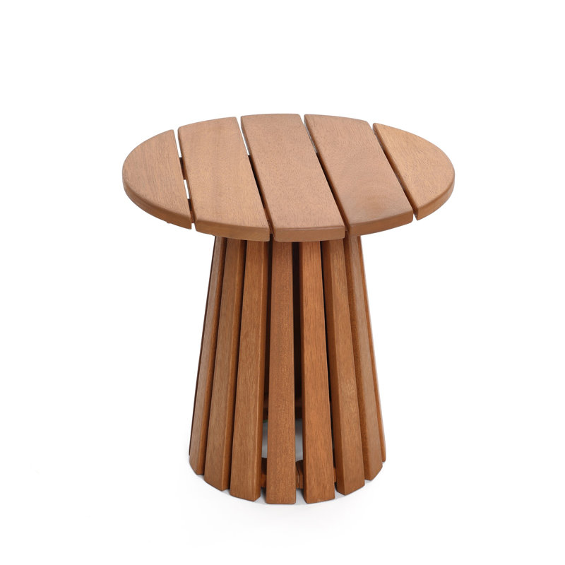 Table d'appoint et de table ronde d'extérieur en bois massif naturel de 17,7 po
