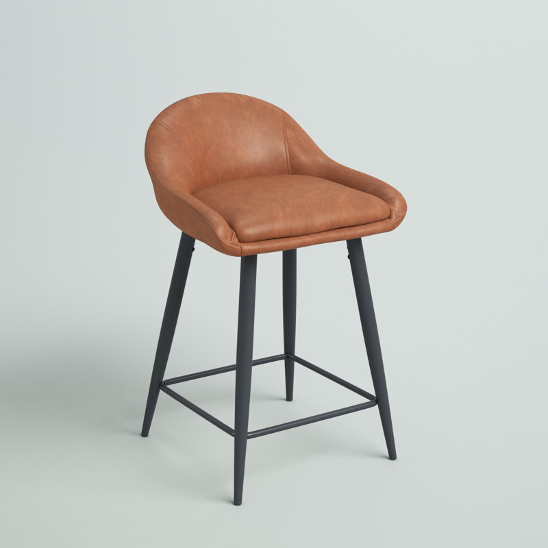 Hallam Upholstered Counter Stool with Metal Frame, Cigar