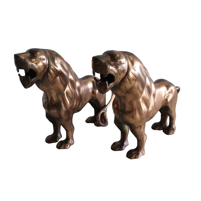 Paire de lions en aluminium avec finition bronze 19 po x 12 po x H 14 po Jasonlee