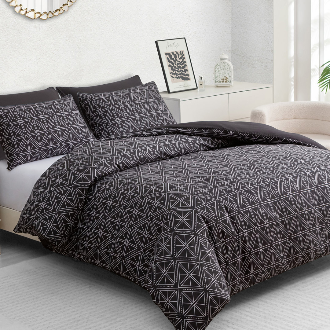 Soft Touch Reversible Duvet Cover  with Secure Zipper & Corner Ties