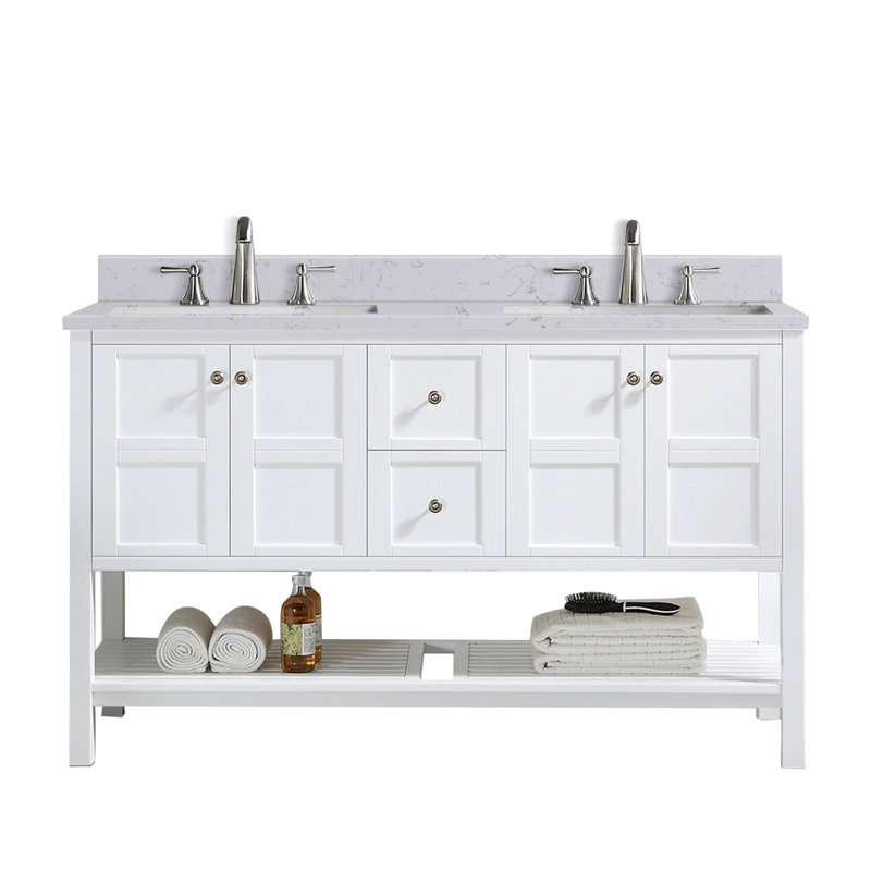 Meuble-lavabo de l 60 po x P 21,84 po x H 39,8 po, Blanc