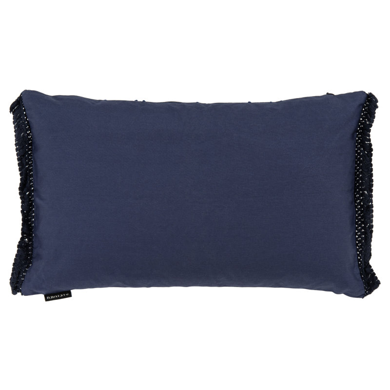 Navy Blue Geometric Cotton Rectangular Throw Pillow