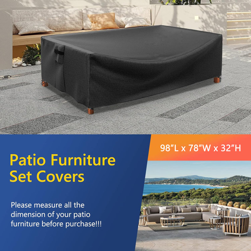 Housse de protection pour table de salle à manger d'extérieur, H 32 po x l 98 po x P 78 po