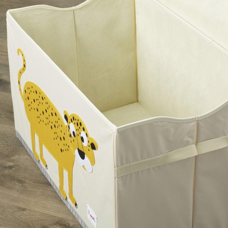 Tan and Orange Leopard Collapsible Toy Chest Storage Bin