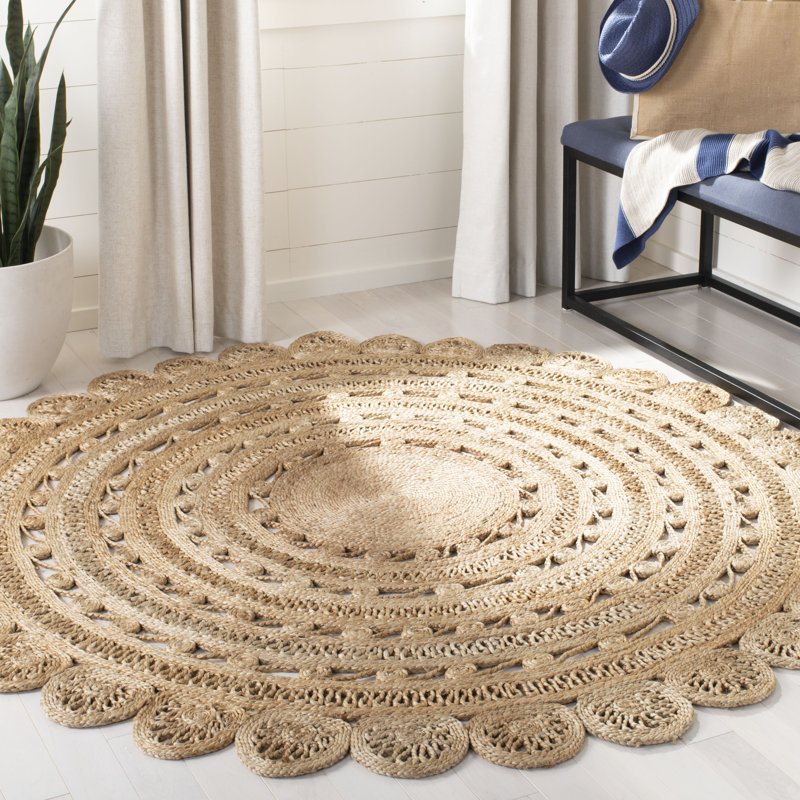 Salerna Hand Woven Jute Solid Color Rug, Round 9'