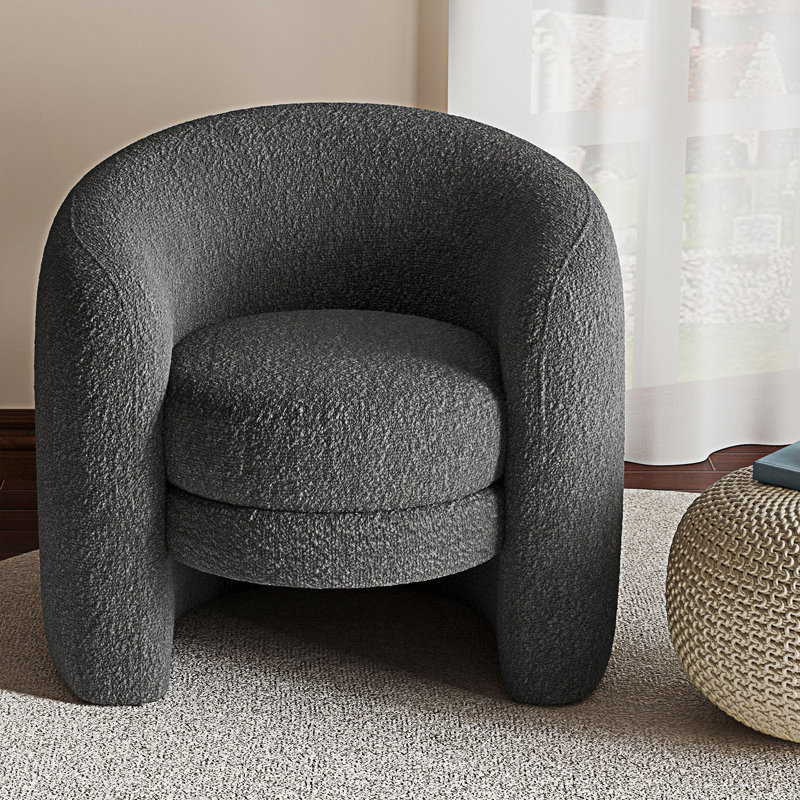 Chaise d'appoint moderne à dossier courbé et rembourrée, Gris foncé