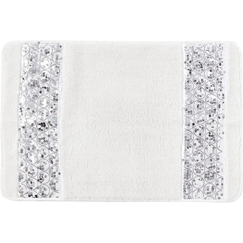 Ced Non-Slip Bath Rug, Sinatra White, 34" X 21"
