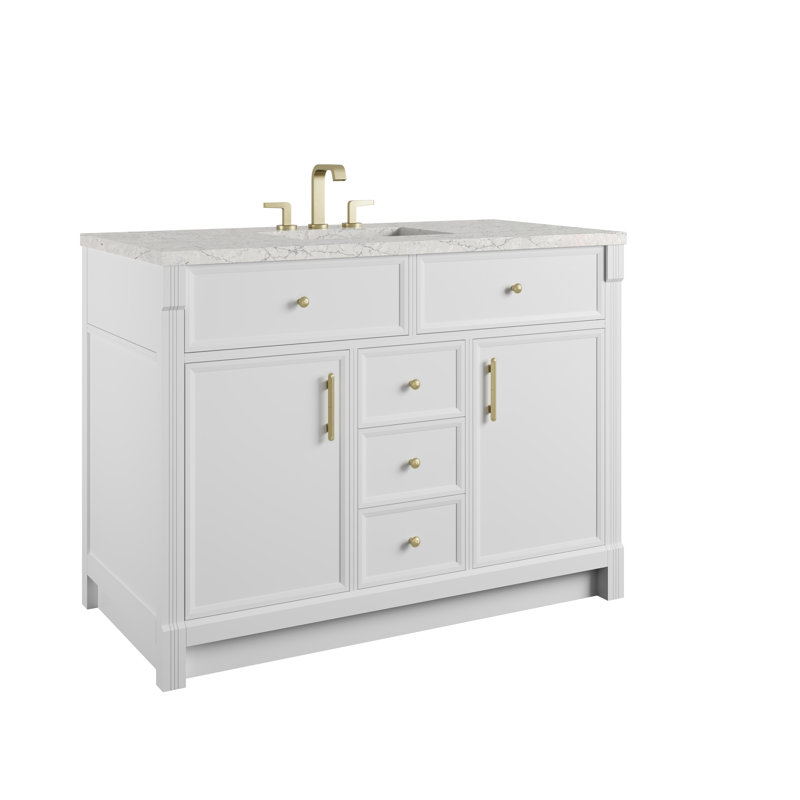 Bellshire 48" W Single Vanity, 48", Eternal Jasmine Pearl Silestone, Bright White