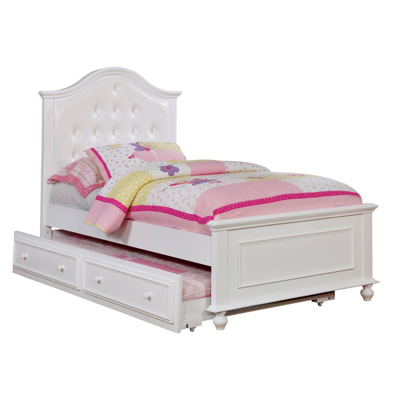 Lit plateforme double tapissier Kovacev, Blanc, Double