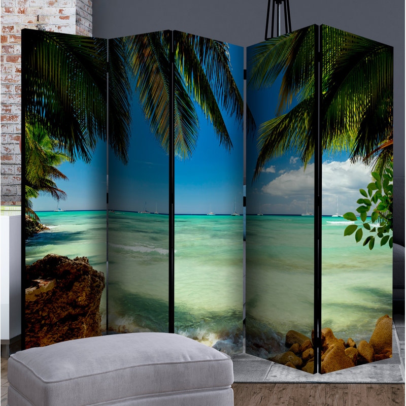 Giannini 225cm W x 172cm H 5 - Panel Solid Wood Folding Room Divider