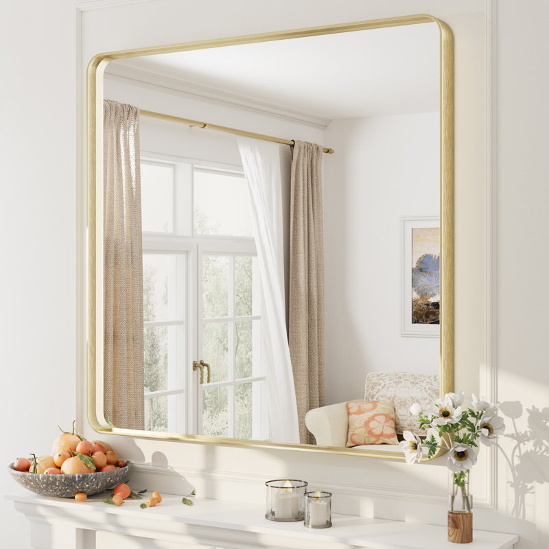 Miroir mural Aevar, 36 po x 36 po, Or brossé
