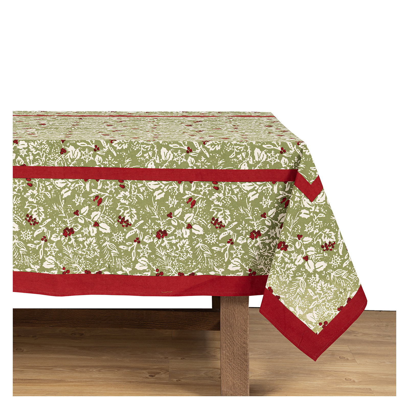 Liljan Floral Christmas Tablecloth, 86" x 59"