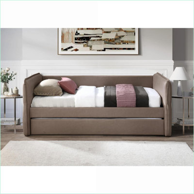 Daybeds Twin Over Twin with Trundle | Upholstered Tan Brown | Guest/Small Spaces