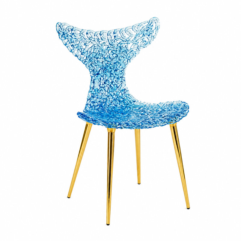 Chaise parsons DAINTE Stitch, Bleu glacier, Doré