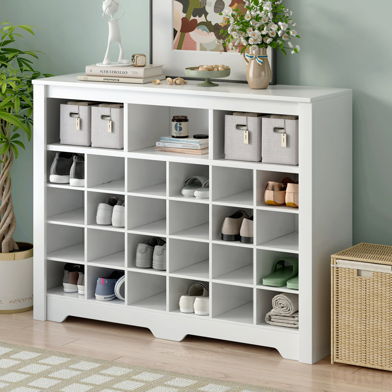 Console à chaussures 24 po, base incurvée - blanc