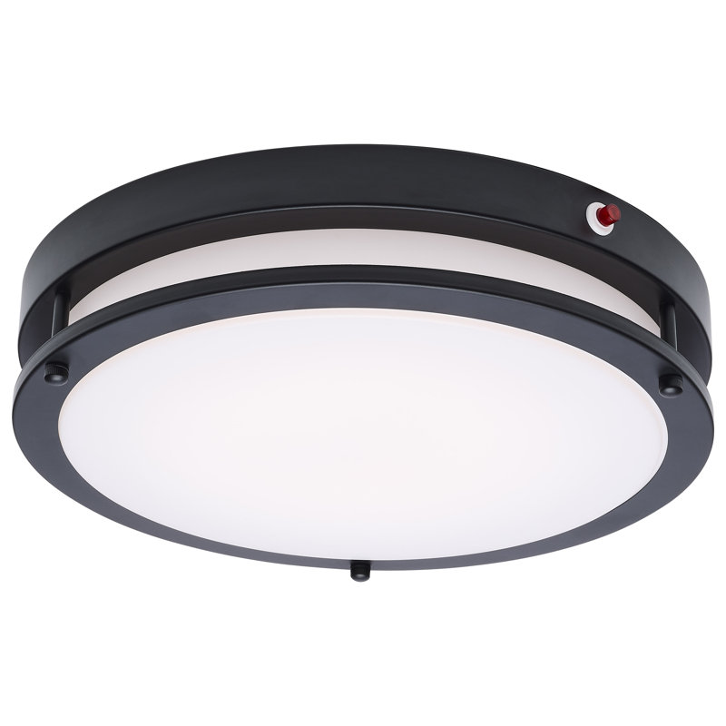 Glamour 13 Inch LED Flush Mount Emergency Battery CCT Selectable, Black
