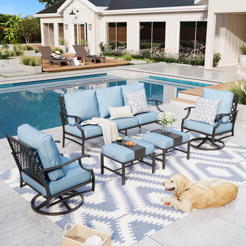 Asfand Outdoor Seating Group, Blue, No