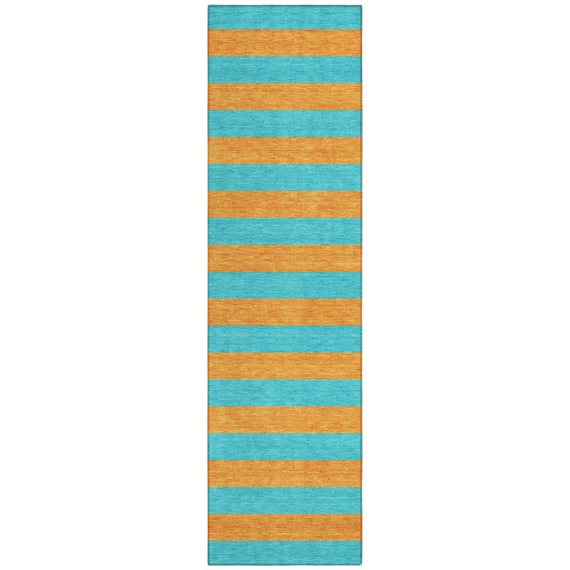 Abdulkarim Striped Machine Washable Area Rug, Runner 2'3" x 7'6"