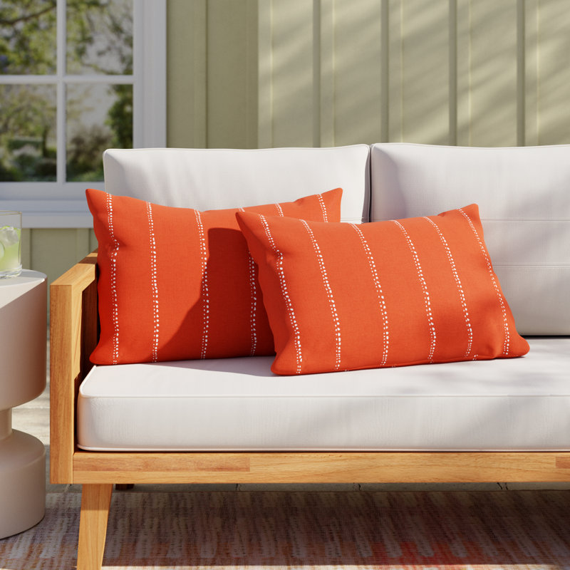 Housse et insert de coussin pour l'extérieur Mason II, Orange, 12 po x 18 po