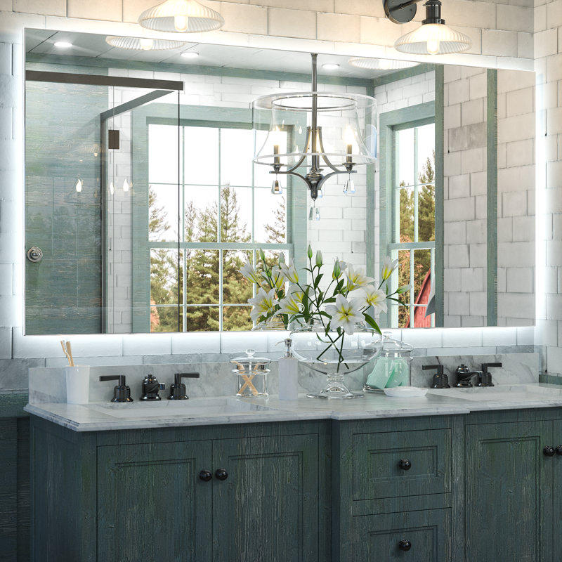 Chrisna LED Backlit Frameless Lighted Bathroom Vanity Mirror Wall Mirror 3 Color Adjust Dimmable Anti Fog, 28" x 60"
