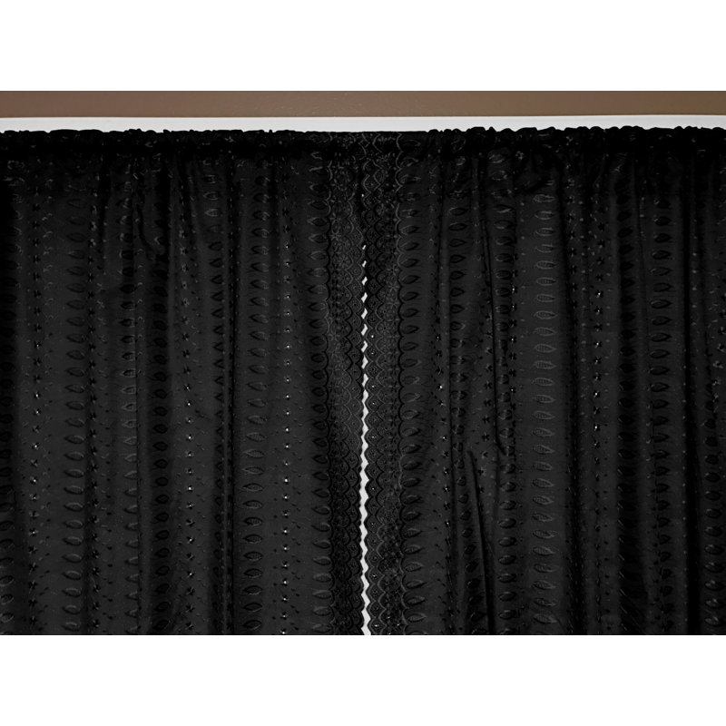 Hollander Cotton Blend Room Darkening Curtain Pair, 42" W x 63" L, Black