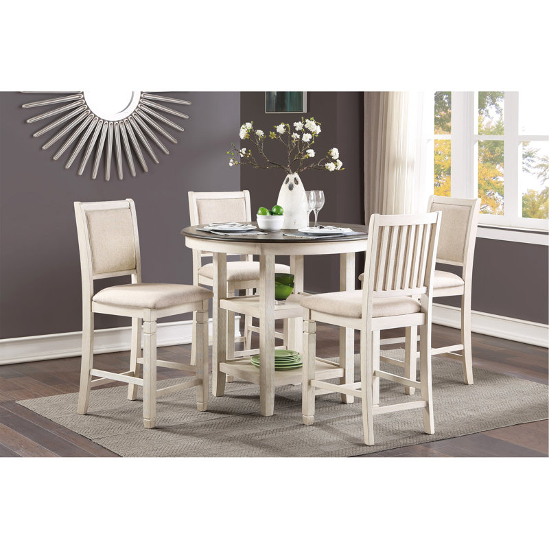 Stylish Counter Height Table With Display Shelves, A Versatile And Functional Piece For Your Home., Brown/White