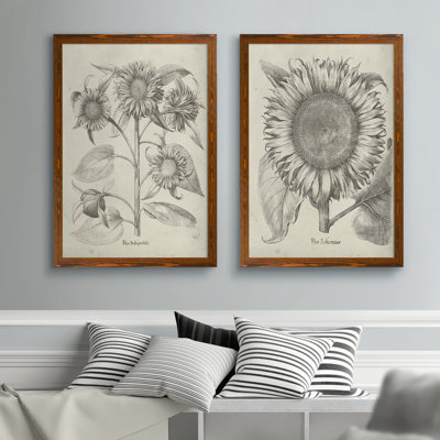 «Fresco Sunflower I», ensemble de 2 reproductions d'art encadrées