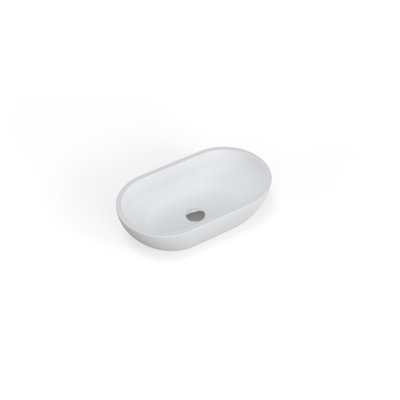Lavabo de salle de bain vasque ovale en résine 22 po x 12,5 po Badeloft blanc brillant WB-02-G